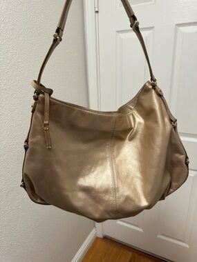 Liz Claiborne Gold Leather Shoulder Hobo Bag
